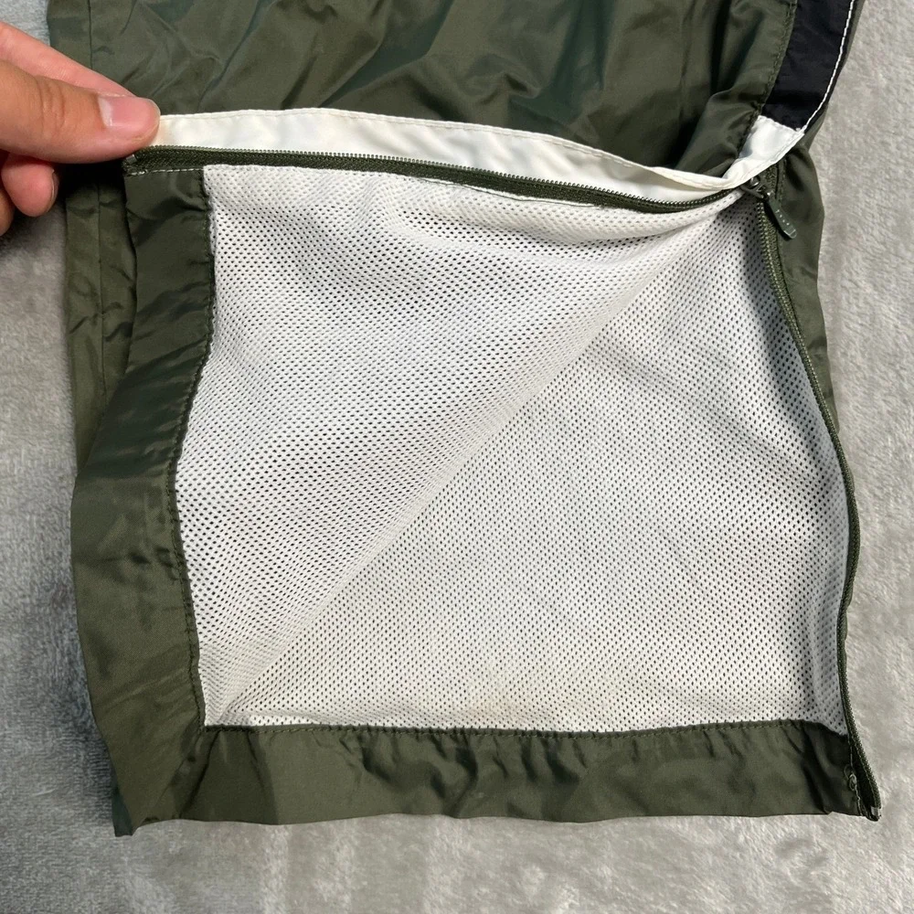 Vintage 90s Nike Baggy Track Pants Olive Green White Stripe Mesh Lined Womens M